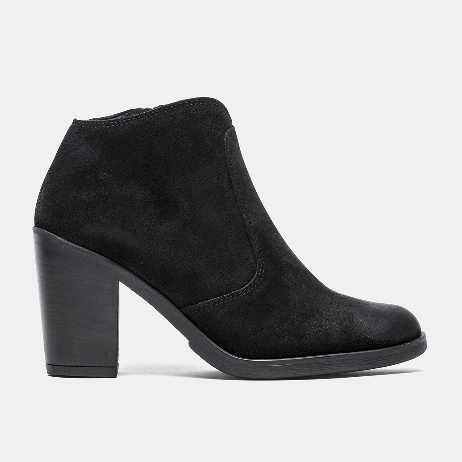 black suede heeled boots