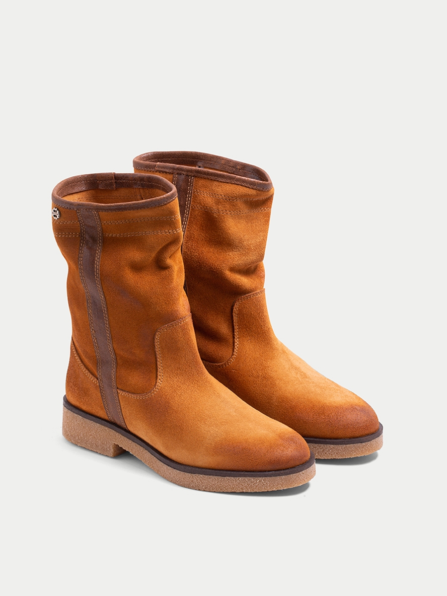 low boots daim camel